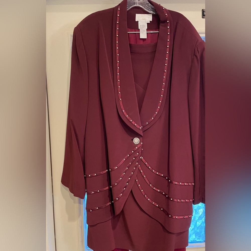 🌻 ORLANDO ROSSI 2pc Women’s Skirt Suit Plus Sz: 26 Vintage“Rare Find” Plum EUC - Picture 9 of 13